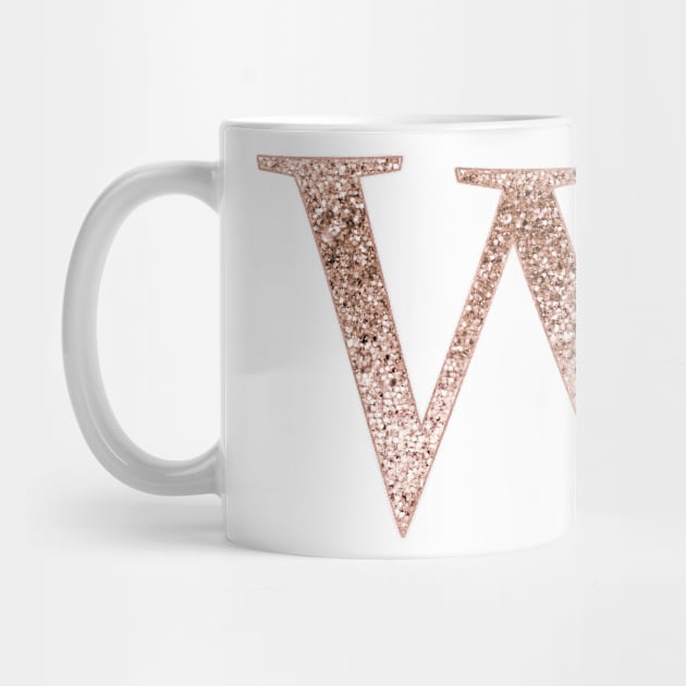 W rose gold glitter monogram letter by RoseAesthetic